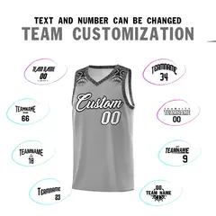 Dark Gray Black Indians Print Basketball Uniform Jersey 4