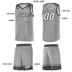 Dark Gray Black Indians Print Basketball Uniform Jersey 5