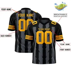 Dark Gray Black Razr Stripe Graffiti Flag Football Jersey 2
