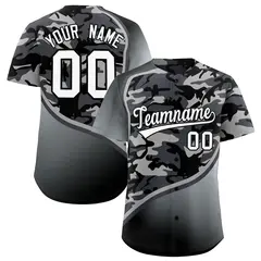 Dark Gray Black Silver Camo Gradient Fashion Baseball Jersey