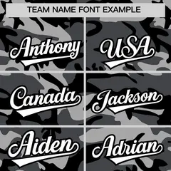 Dark Gray Black Silver Camo Gradient Fashion Baseball Jersey 3