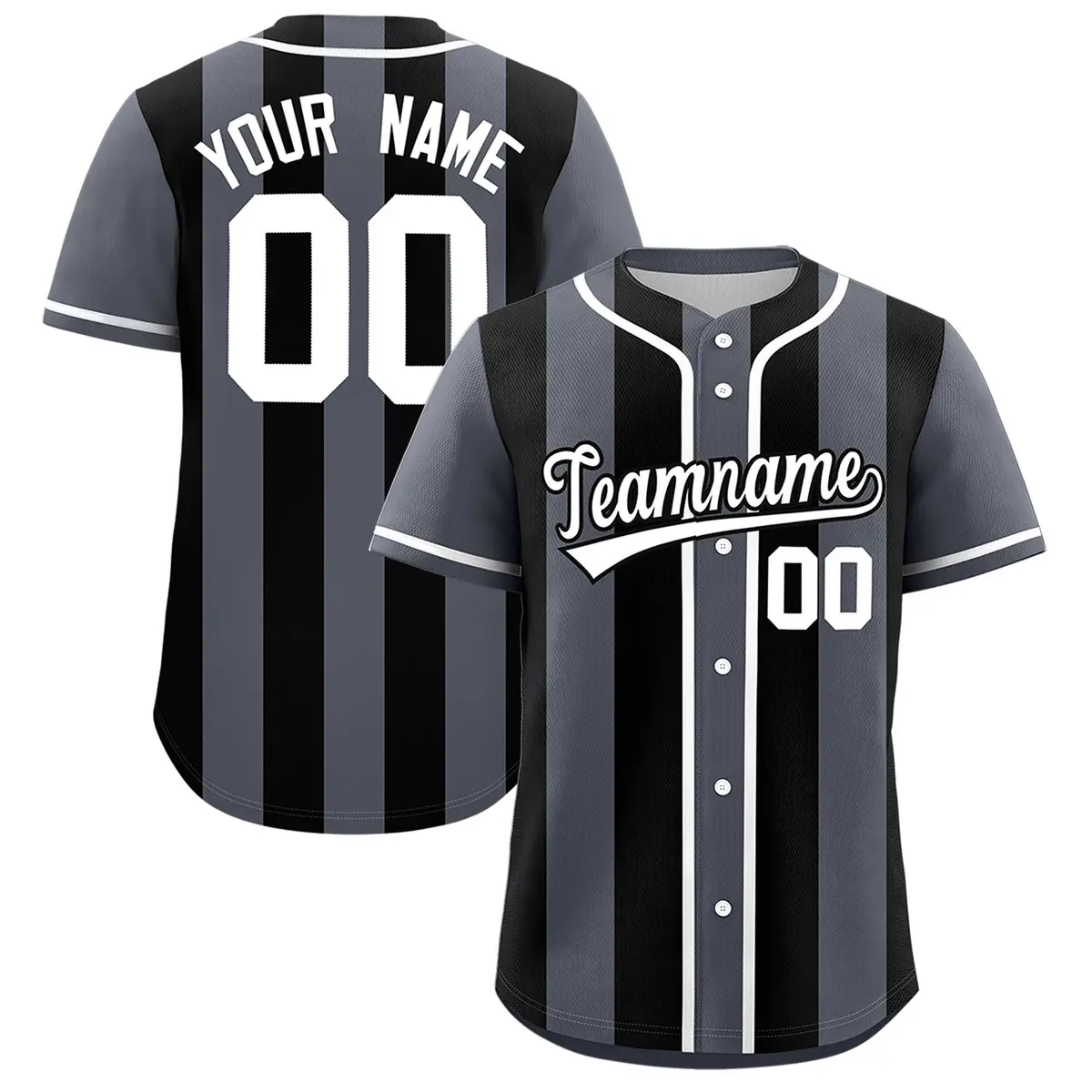Dark Gray Black Thick Stripe Authentic Baseball Jersey