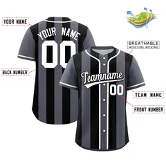 Dark Gray Black Thick Stripe Authentic Baseball Jersey 2