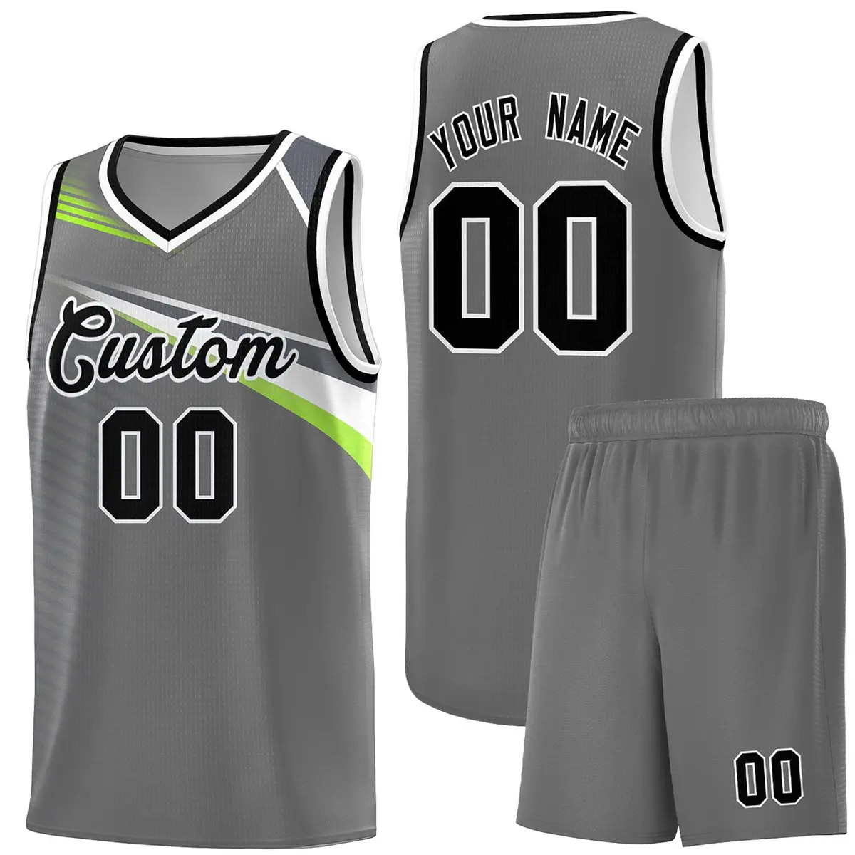 Dark Gray Black-White Chest Color Block Basketball Jersey