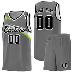 Dark Gray Black-White Chest Color Block Basketball Jersey