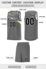 Dark Gray Black-White Chest Color Block Basketball Jersey 2