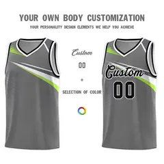 Dark Gray Black-White Chest Color Block Basketball Jersey 3