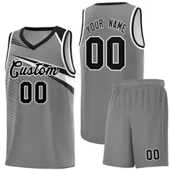 Dark Gray Black-White Chest Color Block Basketball Jersey