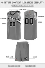 Dark Gray Black-White Chest Color Block Basketball Jersey 2