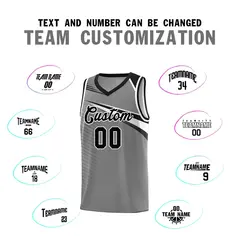 Dark Gray Black-White Chest Color Block Basketball Jersey 4