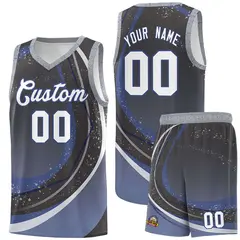 Dark Gray Blue Galaxy Graffiti Pattern Basketball Jersey