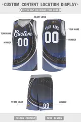 Dark Gray Blue Galaxy Graffiti Pattern Basketball Jersey 2