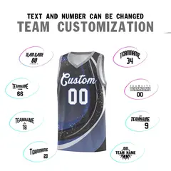Dark Gray Blue Galaxy Graffiti Pattern Basketball Jersey 3