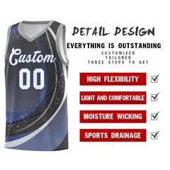 Dark Gray Blue Galaxy Graffiti Pattern Basketball Jersey 4