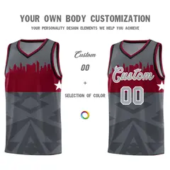 Dark Gray City Silhouette Pattern Basketball Uniform Jersey 3