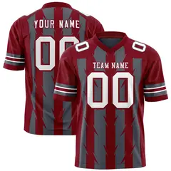 Dark Gray Crimson Razr Stripe Graffiti Pattern Flag Football Jersey 1