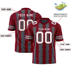 Dark Gray Crimson Razr Stripe Graffiti Pattern Flag Football Jersey 2