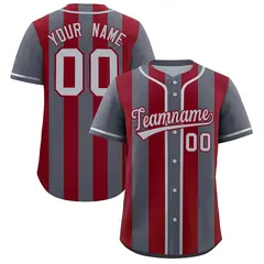 Dark Gray Crimson Thick Stripe Authentic Baseball Jersey 1