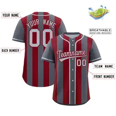 Dark Gray Crimson Thick Stripe Authentic Baseball Jersey 2