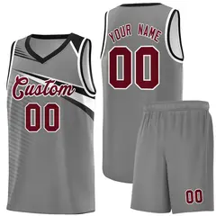 Dark Gray Crimson-White Chest Color Block Basketball Jersey