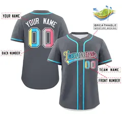 Dark Gray Genderflux Pride Month Classic Baseball Jersey 2