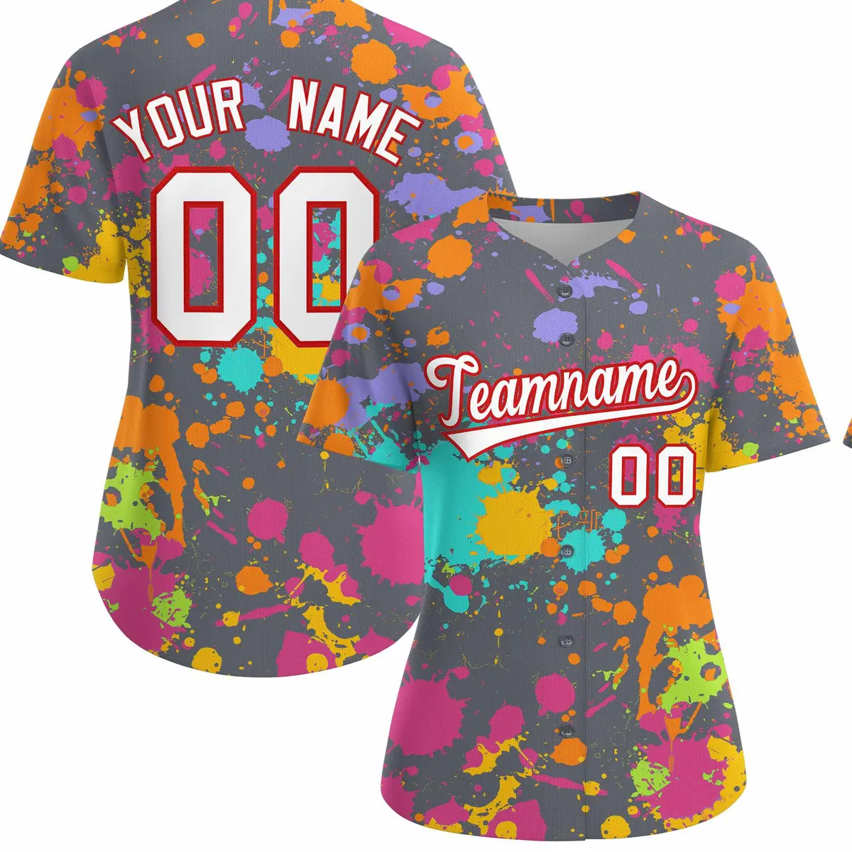 Dark Gray Graffiti Fashion Baseball Jersey For Women