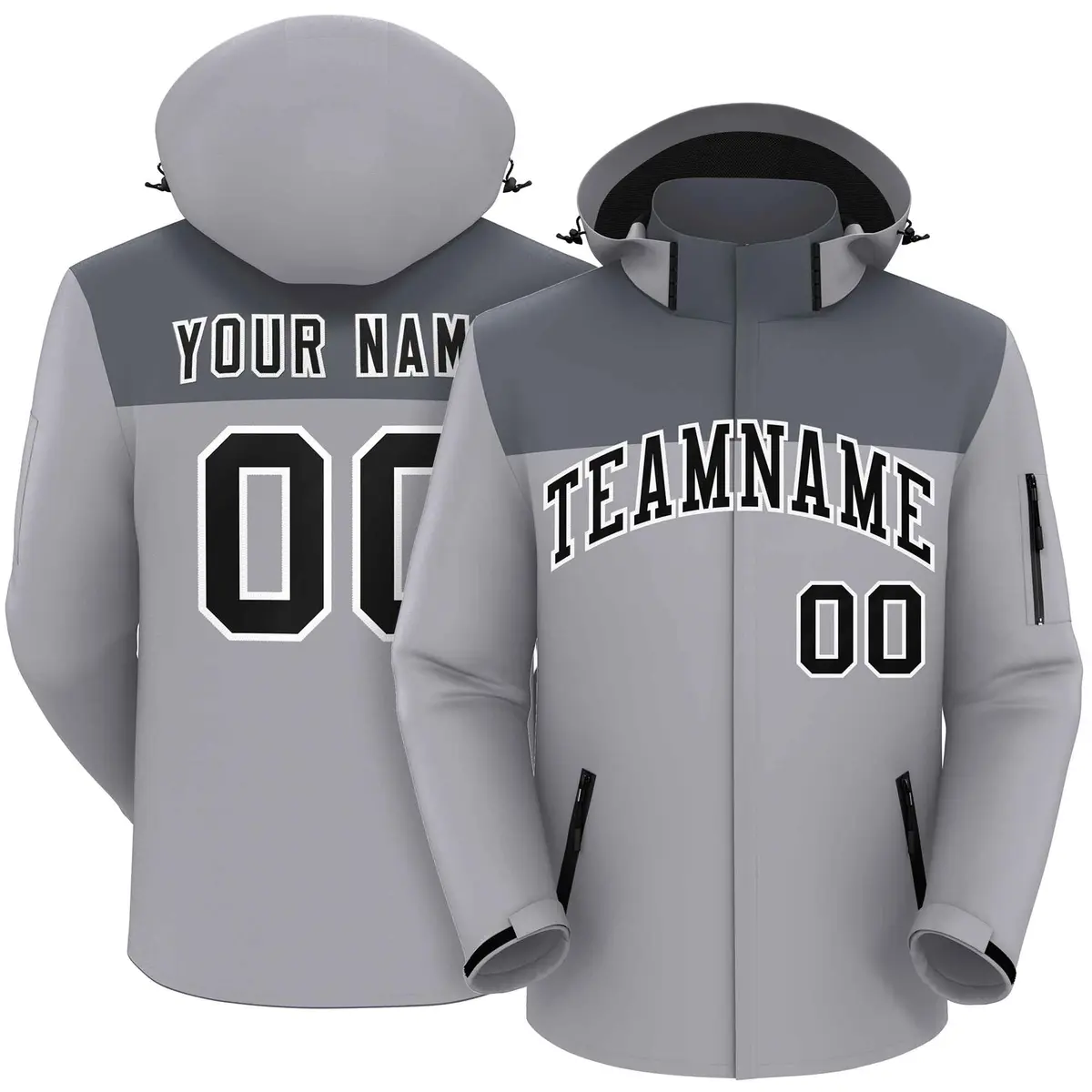 Dark Gray Gray-Black Two Tone Waterproof Jacket