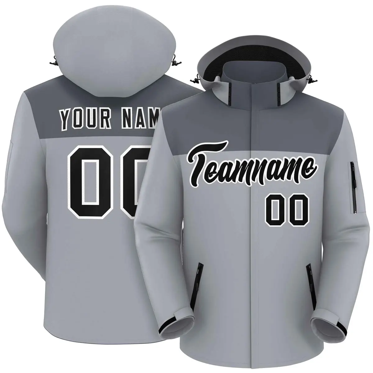 Dark Gray Gray-Black Two Tone Waterproof Jacket