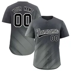 Dark Gray Gray Diagonal Stripe Gradient Baseball Jersey 1