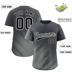 Dark Gray Gray Diagonal Stripe Gradient Baseball Jersey 2