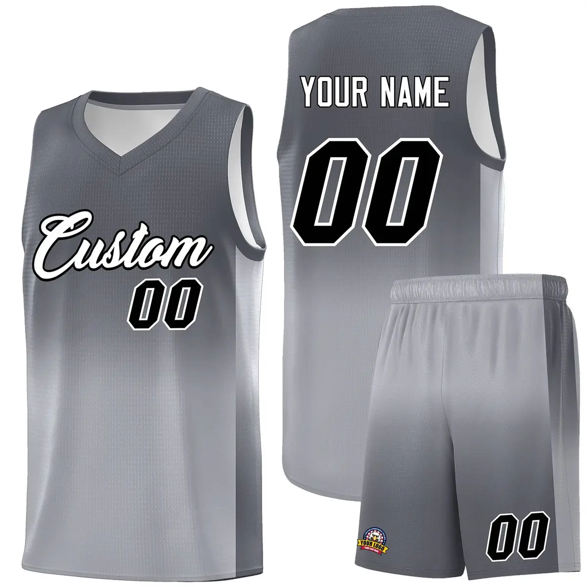 Dark Gray Gray Gradient Basketball Jersey Sports Uniform