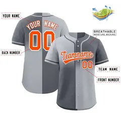 Dark Gray Gray Symmetrical Gradient Baseball Jersey 2