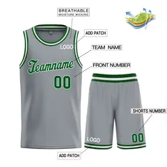 Dark Gray Green-White Classic Basketball Uniform Jersey 3