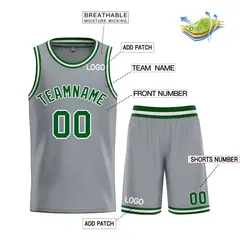 Dark Gray Green-White Classic Bull Sets Basketball Jersey 3
