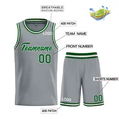 Dark Gray Green-White Heal Basketball Jersey Uniform Set 3