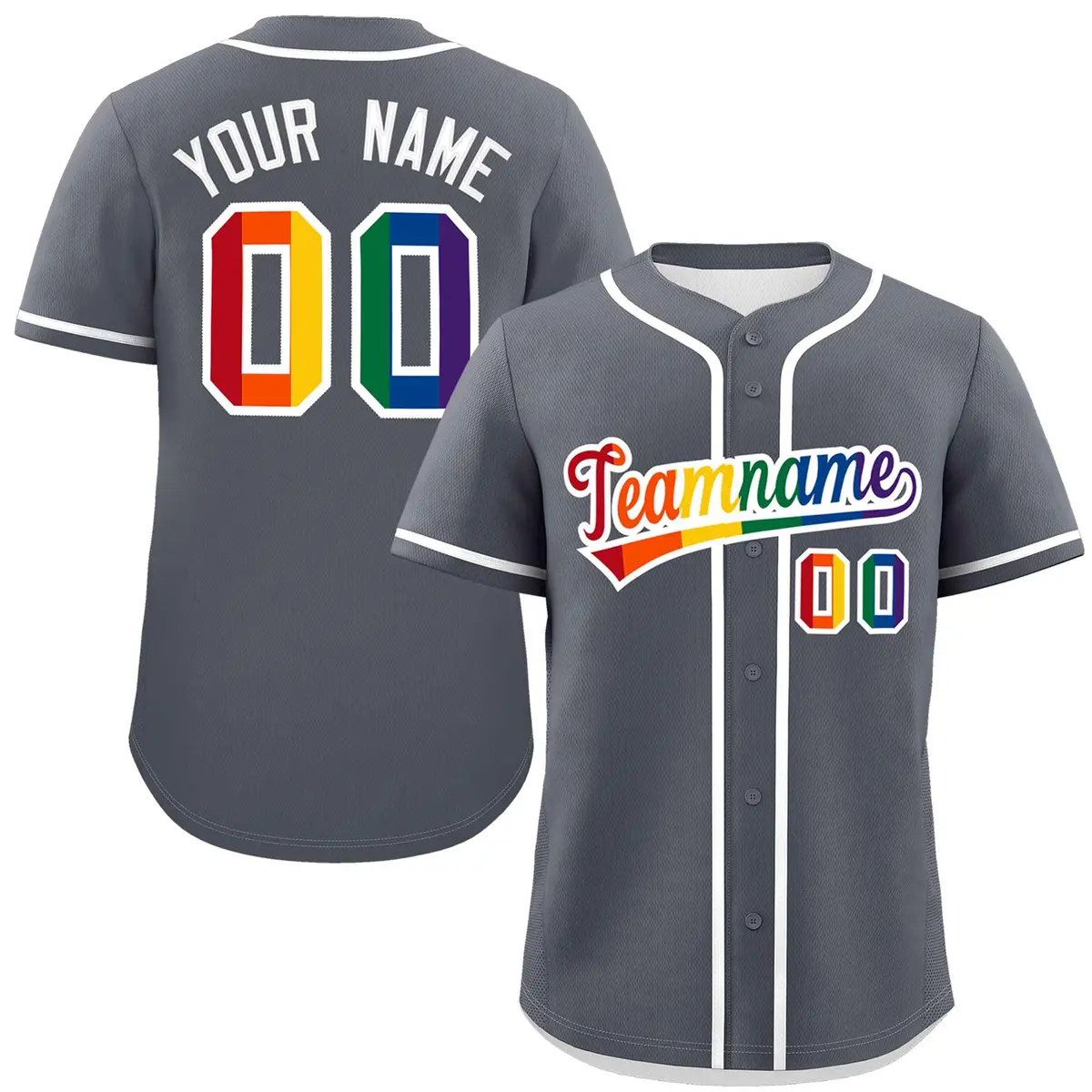Dark Gray LGBT Rainbow Pride Month Baseball Jersey