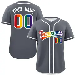 Dark Gray LGBT Rainbow Pride Month Baseball Jersey