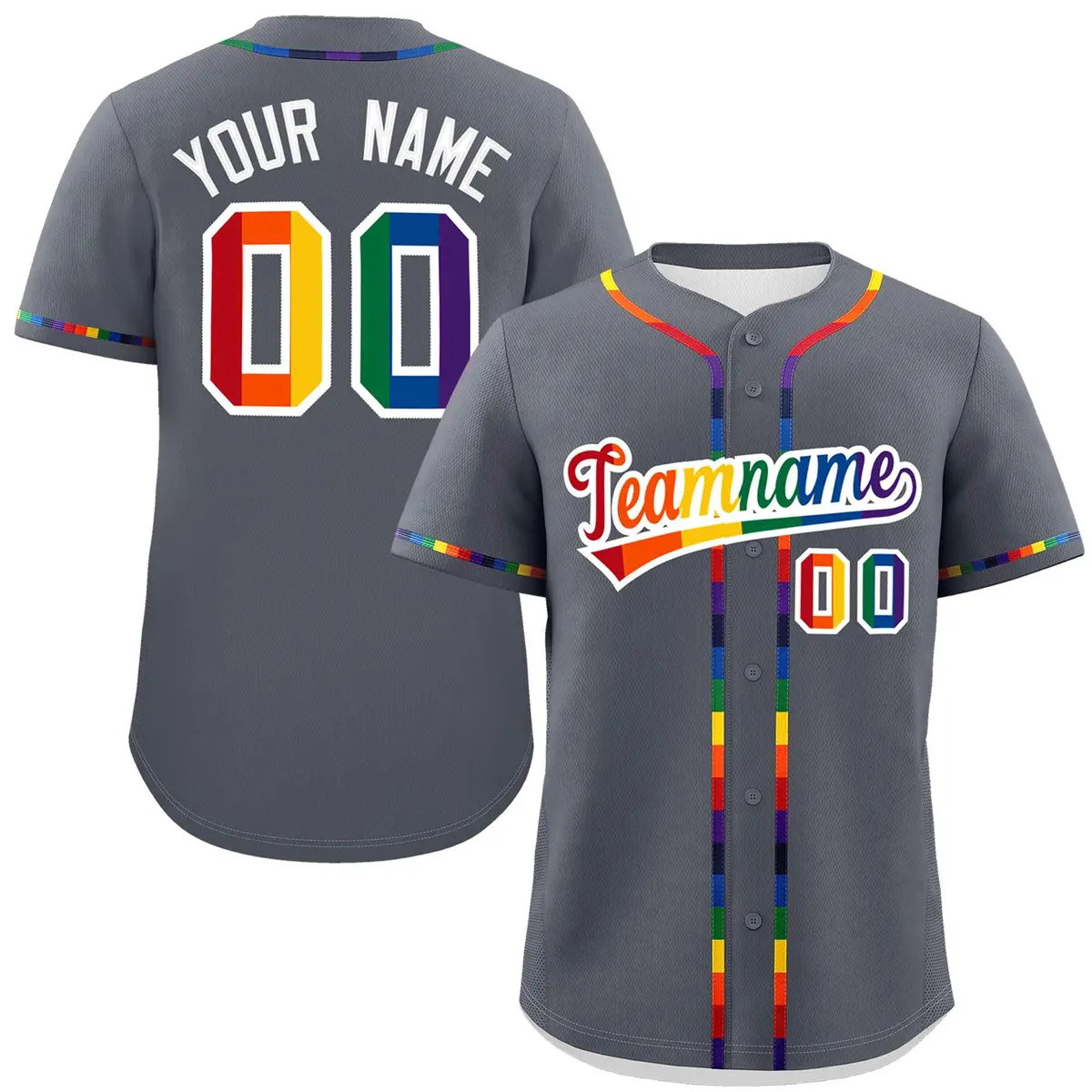 Dark Gray LGBT Rainbow Pride Month Baseball Jersey