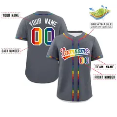 Dark Gray LGBT Rainbow Pride Month Baseball Jersey 2