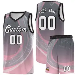 Dark Gray Light Pink Galaxy Graffiti Pattern Basketball Jersey