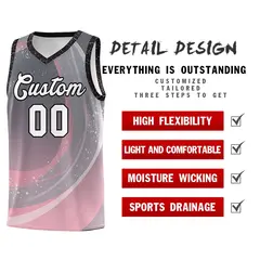 Dark Gray Light Pink Galaxy Graffiti Pattern Basketball Jersey 4