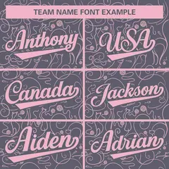 Dark Gray Light Pink Graffiti Line Art Baseball Jersey 3