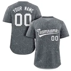 Dark Gray Lt Gray Graffiti Line Art Baseball Jersey