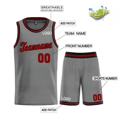 Dark Gray Maroon-Black Classic Basketball Uniform Jersey 3