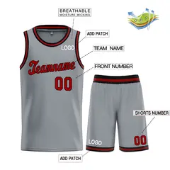 Dark Gray Maroon-Black Classic Basketball Uniform Jersey 3