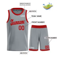 Dark Gray Maroon Classic Basketball Uniform Jersey 3