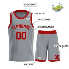 Dark Gray Maroon Classic Bull Sets Basketball Jersey 3