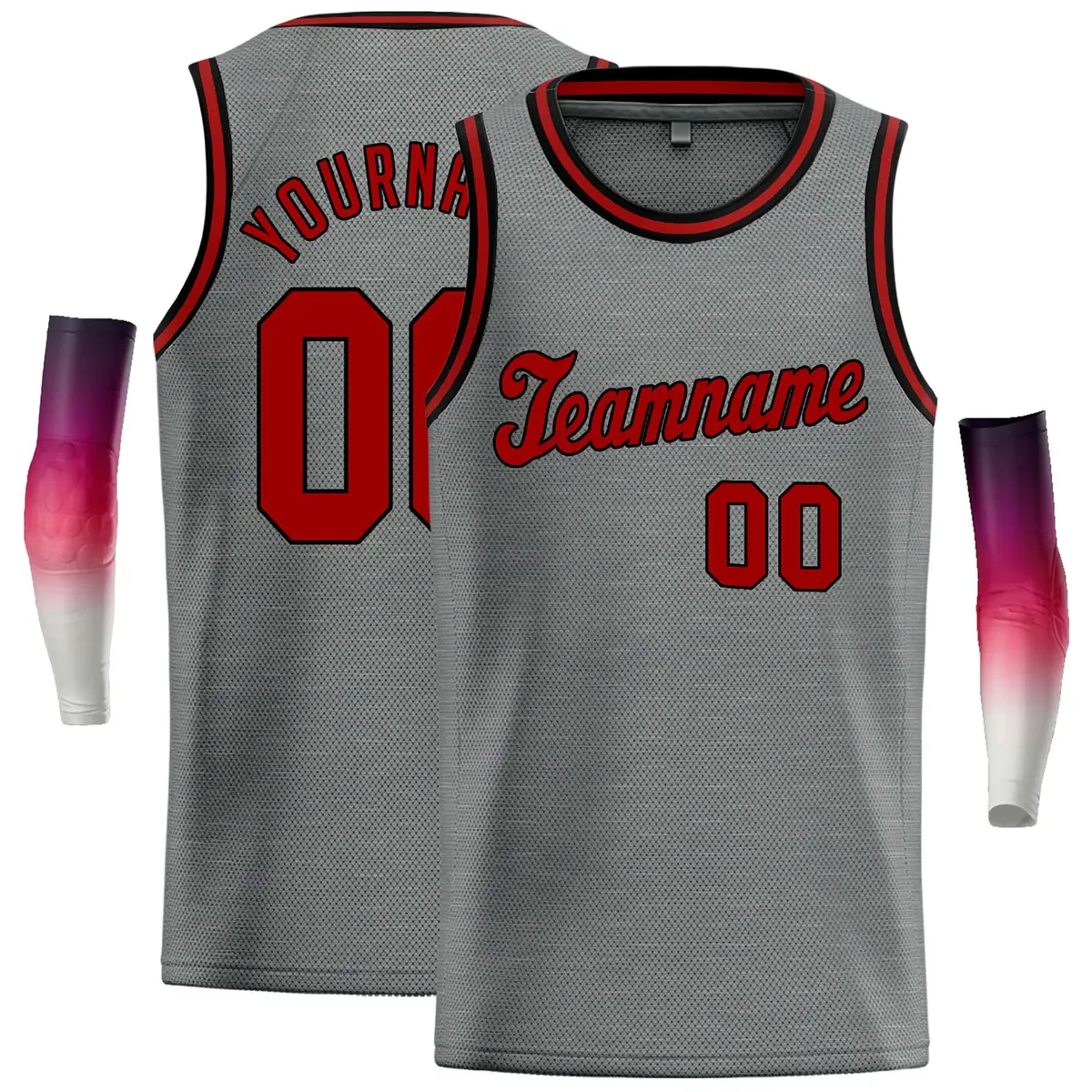 Dark Gray Maroon Classic Casual Basketball Jersey