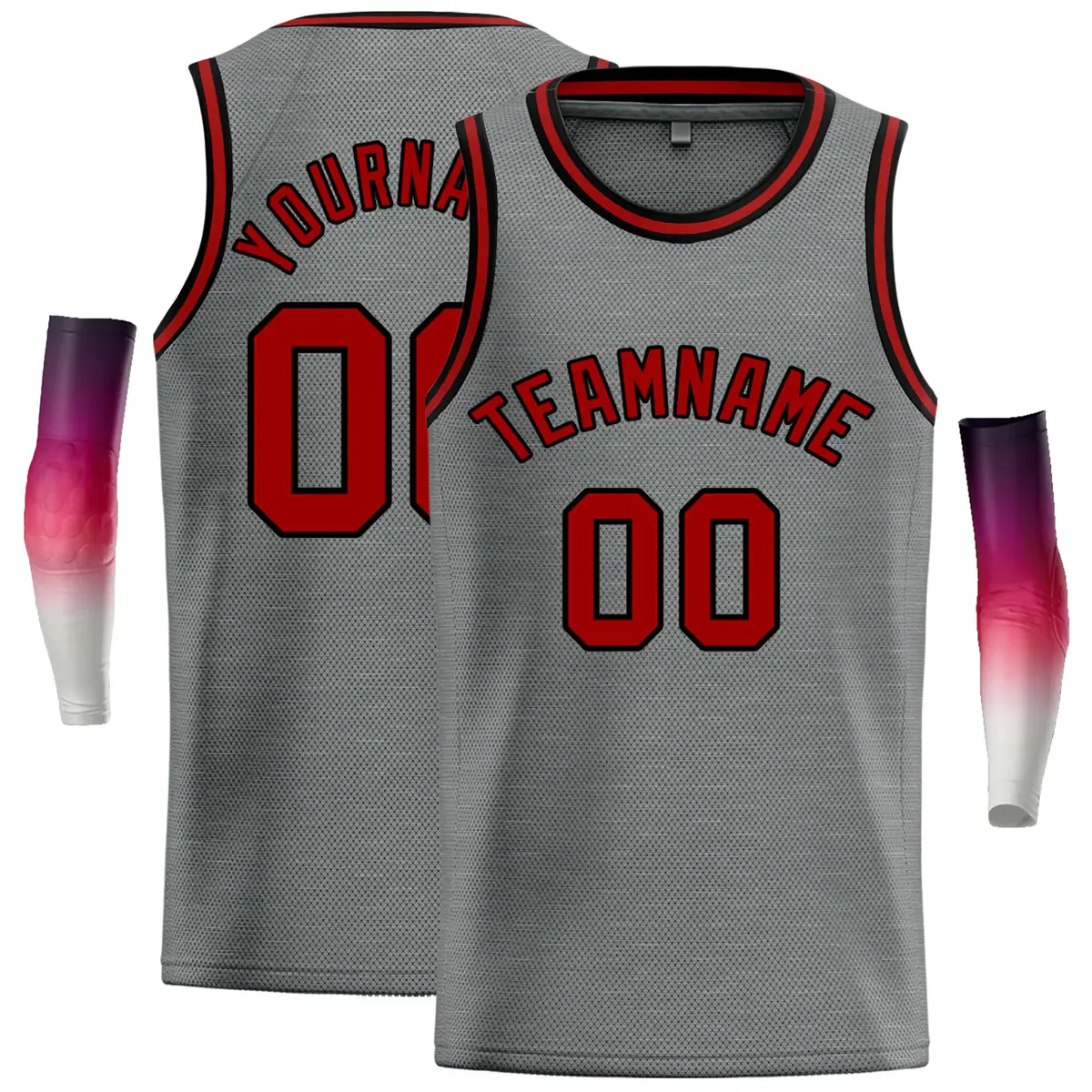 Dark Gray Maroon Classic Casual Basketball Jersey