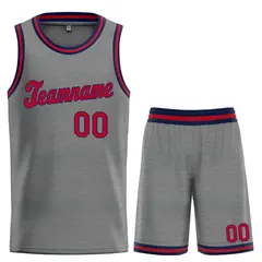Dark Gray Maroon-Navy Classic Basketball Uniform Jersey